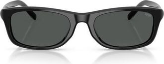 Diesel 54mm Rectangular Sunglasses in Solid Black /Solid Black at Nordstrom