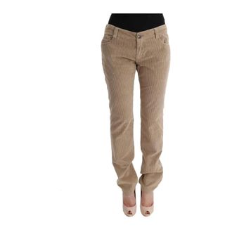 Ermanno Scervino Broeken, Dames, Beige, L, Katoen, Beige Corduroy Casual Broek