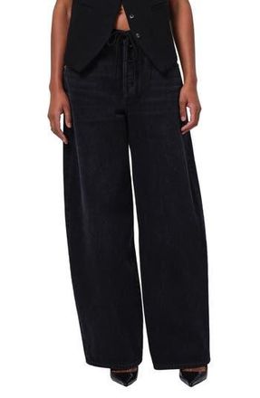 Citizens Of Humanity Brynn Drawstring High Waist Wide Leg Jeans in Midnight Sky (Black) at Nordstrom Rack, Size 33