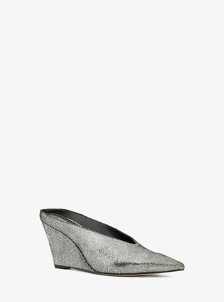 Michael Kors Xandra Metallic Leather Wedge Mule