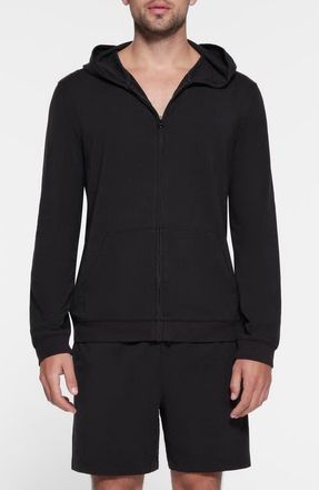 SKIMS Jersey Lounge Zip Hoodie in Obsidian at Nordstrom, Size X-Small