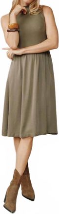 Bella Dahl Sleeveless Mock Neck Mixed Dress In Ivy Green