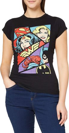 DCI CID Womens Dc Originals-Heroine Pop Art T-Shirt, Black (Black), 14 (Size:X-Large)
