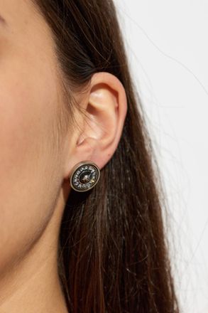 Versace Earrings With Shimmering Crystals, Womens, Silver