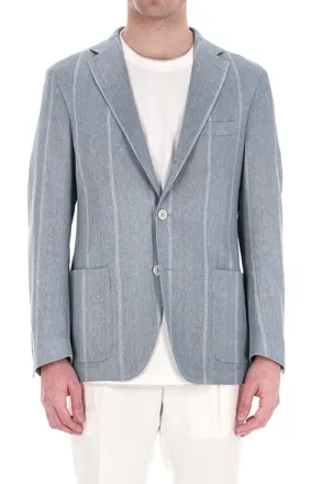 Eleventy Comfort Linen-Cotton Checked Jacket