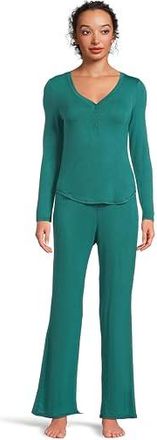 Honeydew Intimates Dreamland Long Henley Set Womens Pajama Sets Mistletoe : XL, Rayon/Spandex