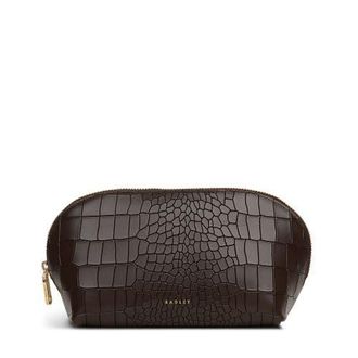 Radley London Commute Street - Faux Croc Medium Cosmetic Pouch in Dark Oak at Nordstrom