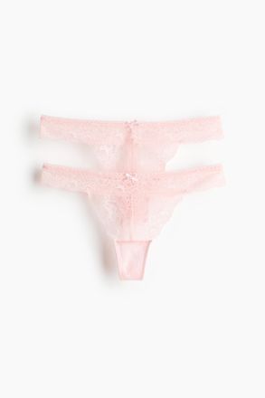 H&M 2er-Pack Tangas aus Spitze - Hellrosa