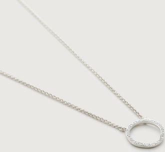 Monica Vinader Sterling Silver Riva Circle Diamond Necklace Adjustable 46cm/18 Diamond