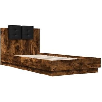 vidaXL Giroletto con Testiera e led Rovere Fumo 100x200 cm - Vidaxl