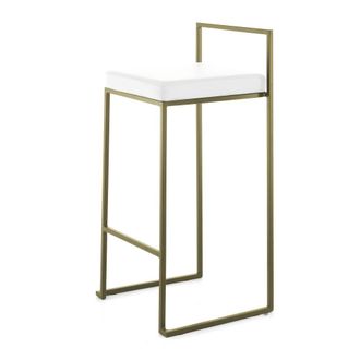 Oresteluchetta Set 2 taburetes blanco de piel sint&eacute;tica y metal dorado h.88 cm