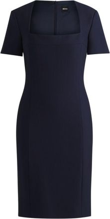 BOSS Square-neck slim-fit dress in stretch material