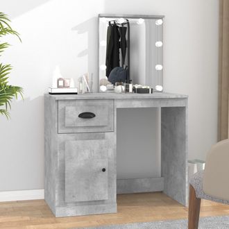 vidaXL Tocador Led Madera Contrachapada Gris Hormig&oacute;n 90x50x132,5 Cm Vidaxl