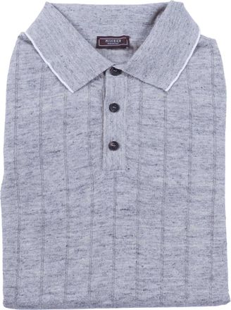 PESERICO Grey Linen Cotton Polo Sweater