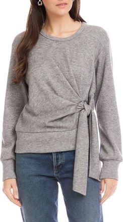 Fifteen Twenty Drea Side Tie Knit Top in Gray at Nordstrom, Size X-Small