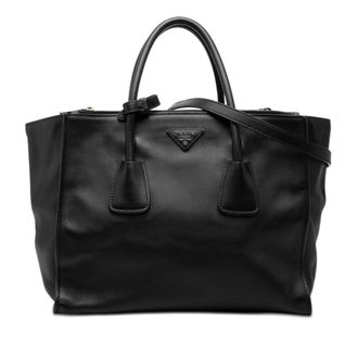 Prada Pre-owned Prada Glace Calf Twin Pocket Double Handle Satchel Ladies XFDHF59BIGB4CKAE
