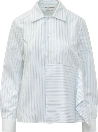 J.W.Anderson Asymmetrische Gedrapeerde Blouse - Dames - Overhemden - Blauw - 2XS - Katoen - Overhemden