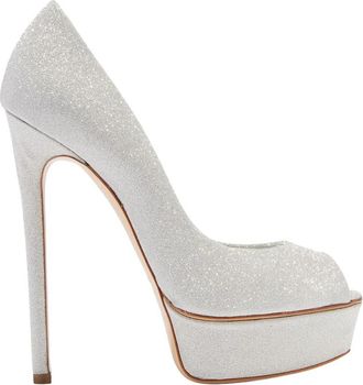 Casadei Glitter Platform Pumps - Dames - Pumps - Grijs - 40 1/2 EU - Schoenen
