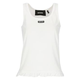 Rotate ROTATE Birger Christensen, Sleeveless Tops, female, White, Size: XS Round-Neck Sleeveless Top