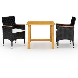 vidaXL Juego De Comedor De Jard&iacute;n De 3 Piezas Negro Vidaxl