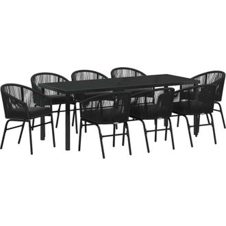vidaXL Conjunto De Comedor De Jard&iacute;n 9 Pcs Negro Vidaxl