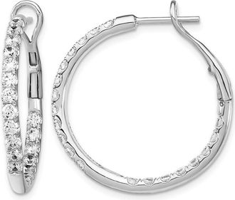 Diamond2Deal 14k Gold 2 ct Lab Grown Diamond In & Out Hoop Earrings VS Clarity, G-H Color