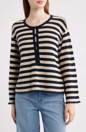 Frame Denim The Easy Captain Stripe Sweater in Cream Multi at Nordstrom, Size X-Small