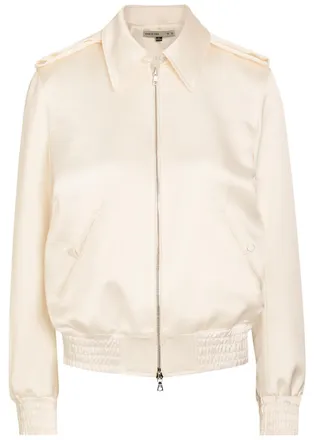 AARON ESH Blouson Satin Flight Jacket - White - 8 (UK8 / S)