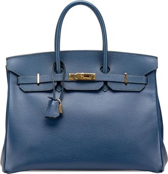 Hermès Borsa a mano Birkin Retourne 35 in pelle Togo 2002 - Blu
