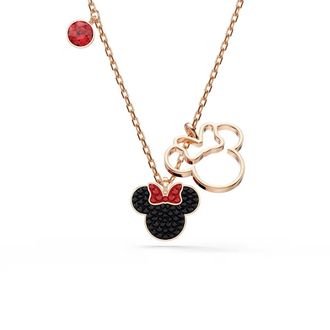 Swarovski Mickey & Minnie Ladies Rose Gold-Tone Necklace