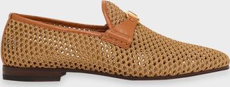 Valentino Garavani Men & apos;s V-Logo Raffia-Effect Loafers