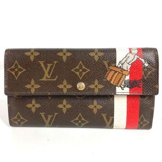 Louis Vuitton Brown Red Color Canvas Monogram Long Wallet (Tri-Fold) (Pre-Owned)