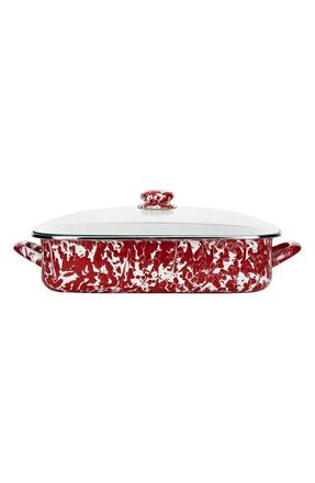 Golden Rabbit Enamelware Lidded Roasting Pan in Red Swirl at Nordstrom