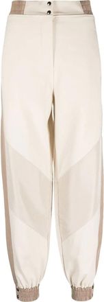 Eleventy Beige Color-Block Sweatpants With High Waist And Button Details