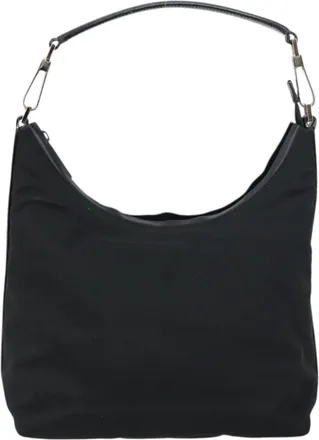 Gucci Zip Hobo Nylon Black Nylon Handbag (Pre-Owned)