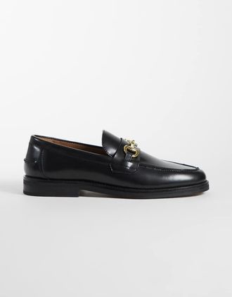Asos mocassini con morsetto in pelle nera-Nero
