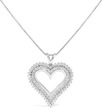 House of Brilliance Silver 2.00 Cttw Diamond Heart Pendant Necklace in White at Nordstrom