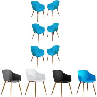 Life Interiors Life Interiors - Set di 2 sedie Eden in plastica con cuscini in similpelle - Sedia da pranzo imbottita per sala da pranzo, cucina - Blu