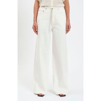 Daze Madison Tie Waist Wide Leg Jeans in Milkshake at Nordstrom, Size 24