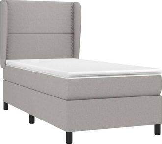 vidaXL Vidaxl - Cama Box Spring Con Colch&oacute;n Tela Gris Claro 90x200 Cm