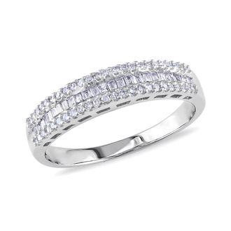 Amour 1/3 CT TW Baguette and Round Diamond Anniversary Band In 10K White Gold