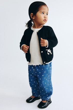 H&M Printed Paper-bag Jeans in Denim Blue/hearts at Nordstrom, Size 12-18M