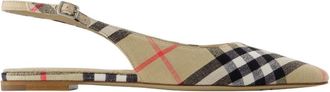 Burberry Ballerinas, female, Beige, Size: 5 US Linen Slingbacks - Beige Sand IP