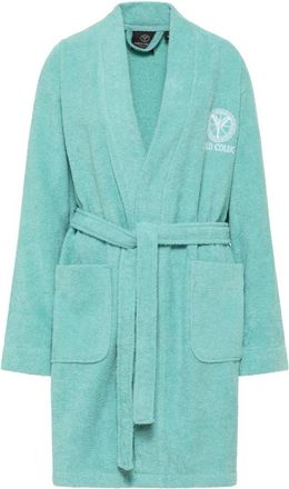 Carlo Colucci Kimono-stijl Badjas met Borduursel - Dames - Badjassen - Groen - XL - Katoen - Nachtkleding