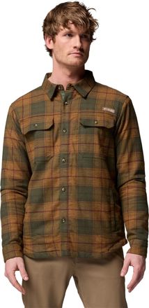 Columbia Mens Saddle Point Warm Lined Flannel Fleece Jacket, Surplus Green Iron Sight Buffalo, S