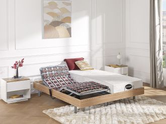 Vente-Unique Rete relax 2x65 sospensioni in legno decorative quercia naturale di YSM&Eacute;E - 2 x 80 x 200 cm - motori OKIN