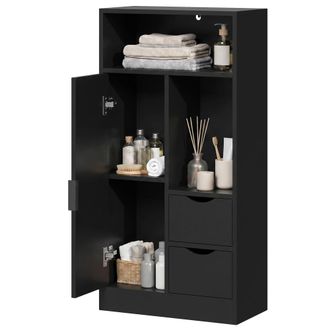 HOMCOM Homcom Mobile Bagno Slim Con Cassetti E Scomparti Aperti, Nero