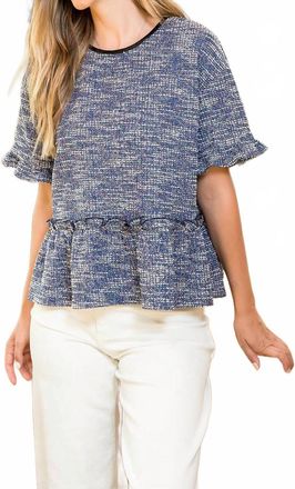 THML Clothing Babydoll Tweed Top In Grey