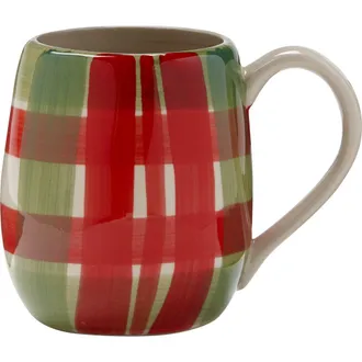 Tag Hand Painted Plaid Mug Christmas Red Ceramic Drinkware at Nordstrom
