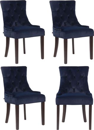 Clp Clp - Juego De 4 Sillas De Comedor Aberdeen En Terciopelo Azul Antiguo